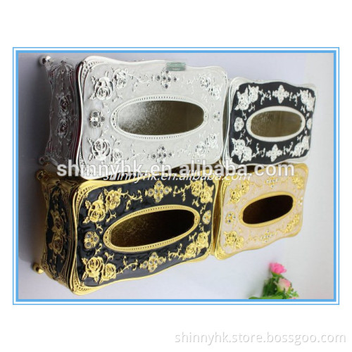 Hot sale vintage allloy metal enamel tissue box cover white and black colour